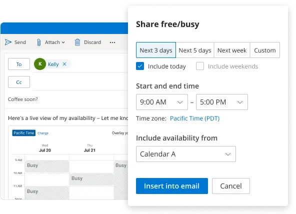 Quickly Share Free/Busy